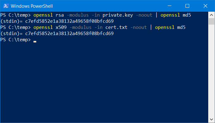 OpenSSL - verificación de clave privada y pública